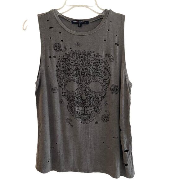 One Clothing‎ Worn Skull Tank Top Size Small - Picture 1 of 7